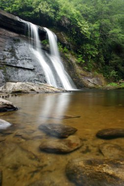 Idyllic forest waterfall clipart