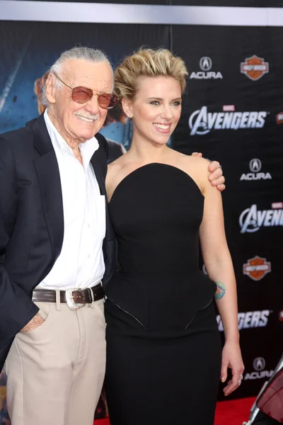 Stan Lee, Scarlett Johansson — Stok Foto