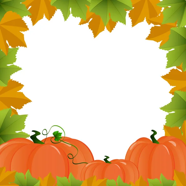 stock vector Frame with autumn leafs and pumpkin