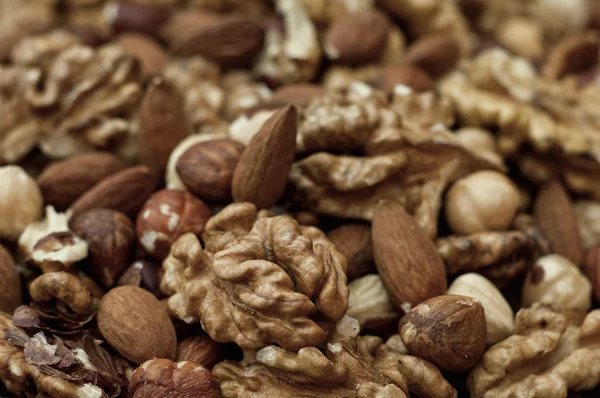 Closeup pozadí ořechy — Stock fotografie