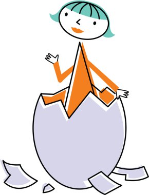 Woman emerging from egg clipart