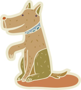 Sitting dog shaking a paw clipart
