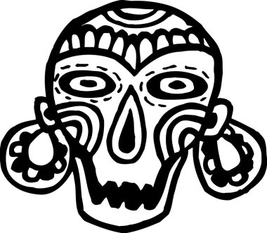 Skull with earrings clipart