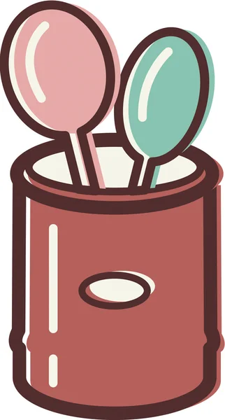 Ilustração de uma lata segurando colheres de mistura — Fotografia de Stock