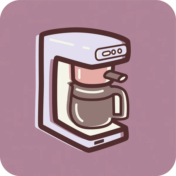 Ilustração de uma cafeteira em um fundo roxo — Fotografia de Stock