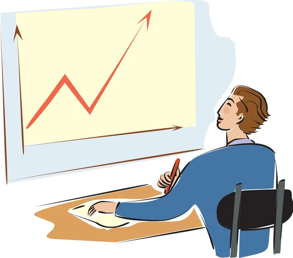 Un hombre de negocios mirando un gráfico —  Fotos de Stock
