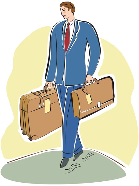 A businessman carrying a briefcase and luggage — Stock Photo, Image