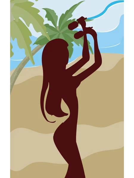 Une silhouette d'une femme jouant les maracas — Photo