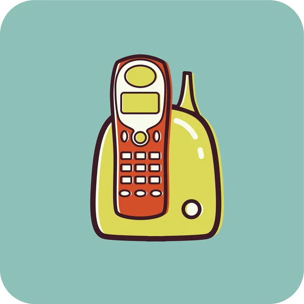 Illustration of a cordless phone on a blue background — Stock Photo, Image
