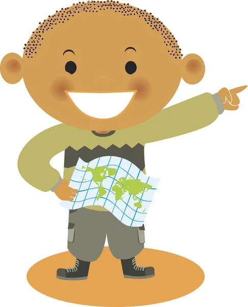 Um menino segurando um mapa — Fotografia de Stock