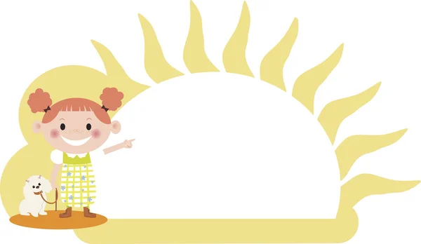 Uma menina apontando para o sol — Fotografia de Stock