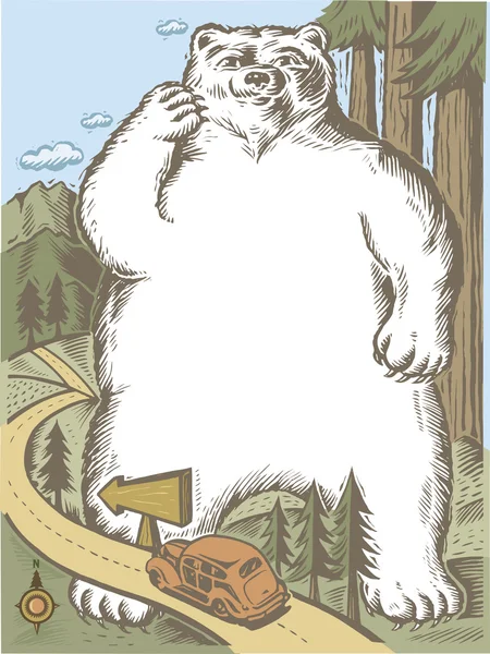 Olbrzymi niedźwiedź stojący w pobliżu drogi — Zdjęcie stockowe