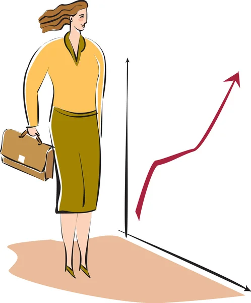 Biznes kobieta, patrząc na wykres — Zdjęcie stockowe
