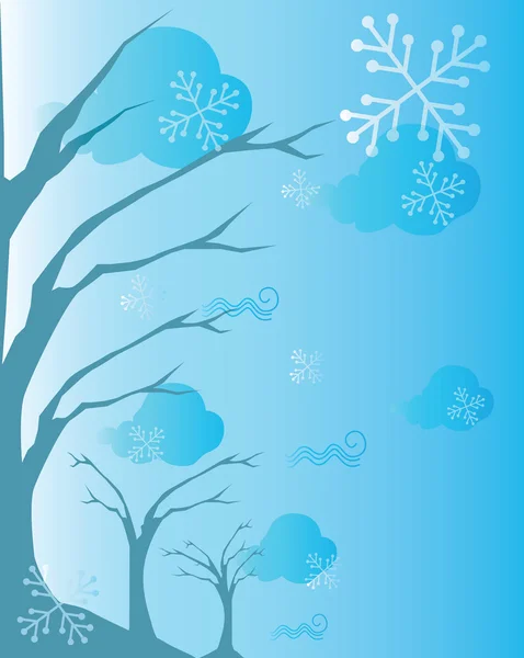 ツリーと雪の結晶の背景 — ストック写真