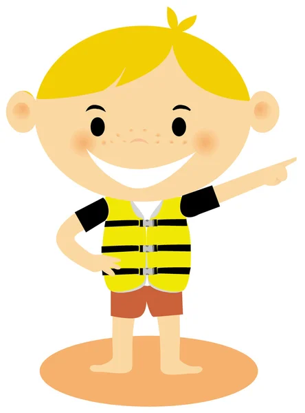 A young boy wearing a life jacket — Stock Photo, Image