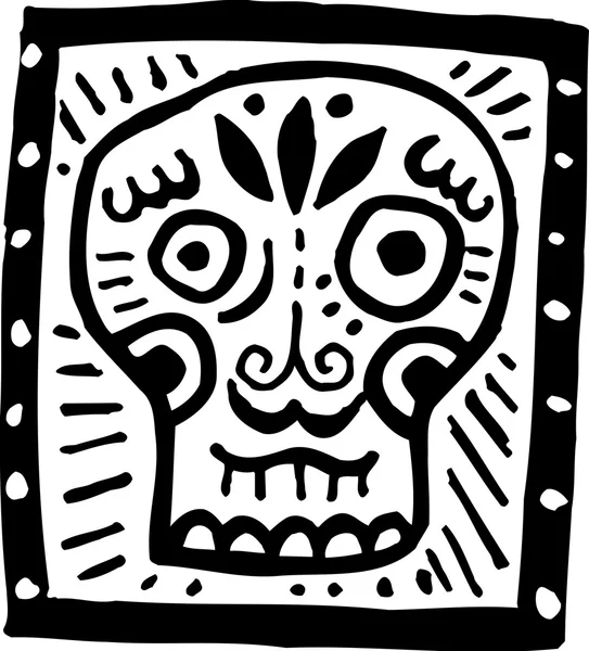 Une image en noir et blanc d'un crâne avec bordure noire — Photo