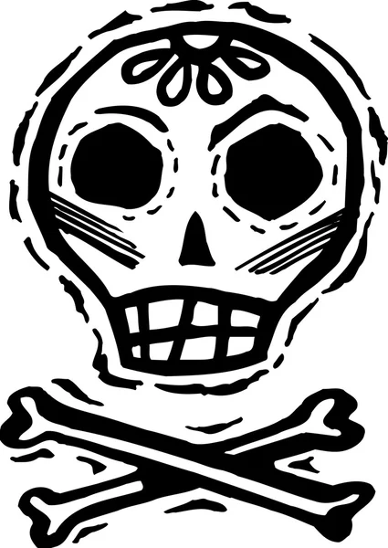 Черно-белый череп со скрещенными костями — стоковое фото
