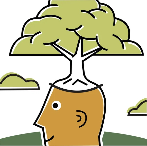 남자 머리에서 성장 하는 나무와 — 스톡 사진