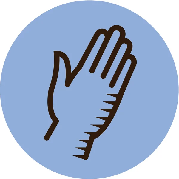 Ilustração de uma mão em um fundo azul — Fotografia de Stock