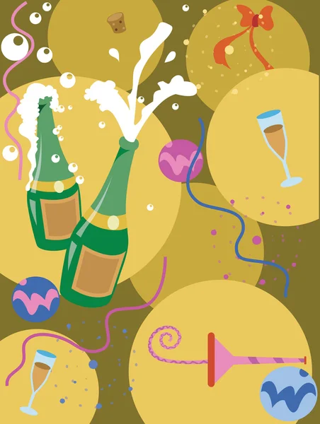 A champagne and streamer collage — Stock Photo, Image