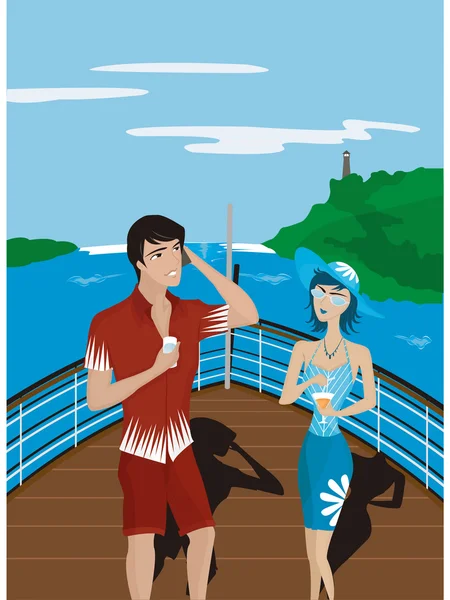 Мужчина и женщина на палубе лодки — стоковое фото