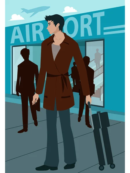 Un uomo fuori da un aeroporto — Foto Stock