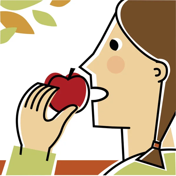 Jabłko jedzenie dziewczyny — Zdjęcie stockowe