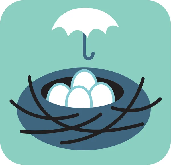 Nest eieren met paraplu overheen — Stockfoto