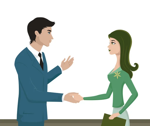 A man and woman shaking hands — Stock Photo, Image