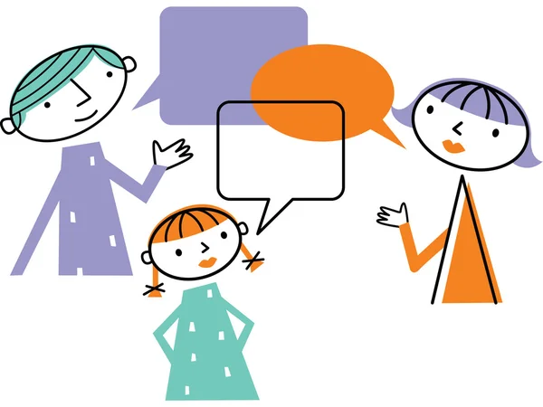 Man woman and child with speech bubbles — Stock Photo, Image