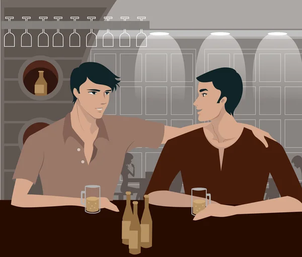 Two men having a drink at a bar — Stock Photo, Image