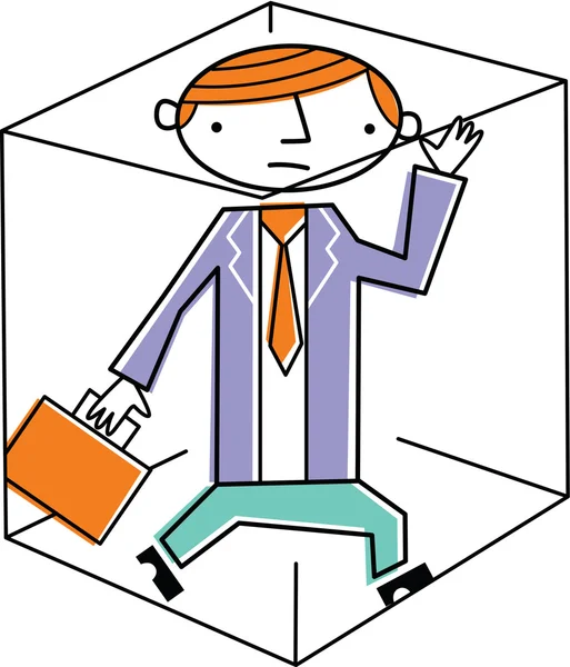 Бизнесмен в ловушке внутри коробки — стоковое фото