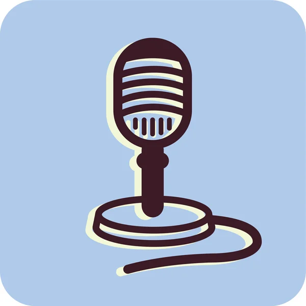 Illustrazione di un microfono su sfondo blu — Foto Stock