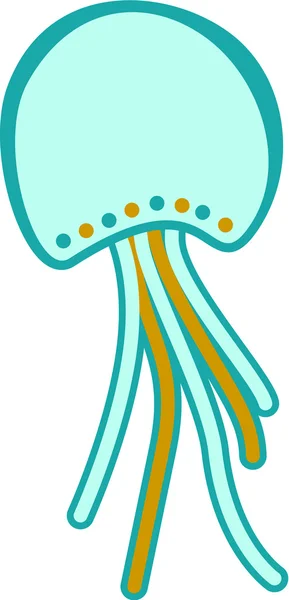 Illustration of a blue and yellow jelly fish — Stock Photo, Image