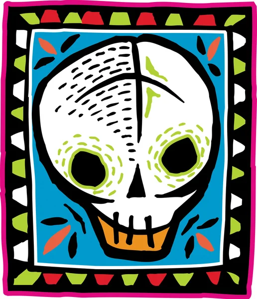White skull on colorful bordered background — Stock Photo, Image