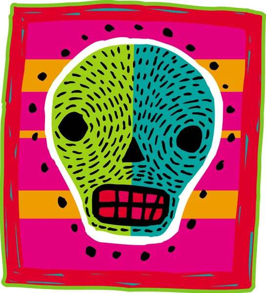 A green and blue skull on a bright background — Stock Photo, Image
