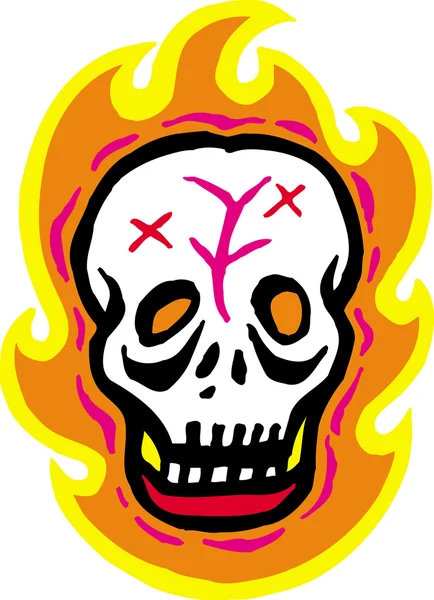 Skull and flames — Stock Photo, Image