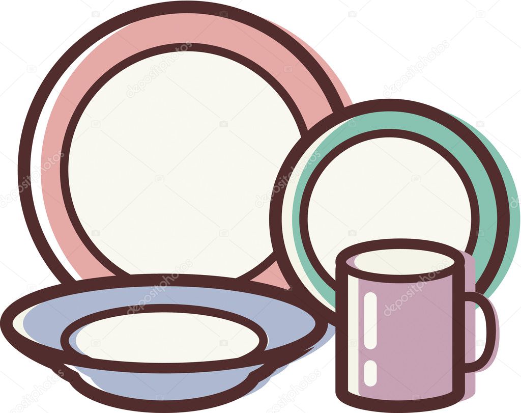 Illustration of a dish set