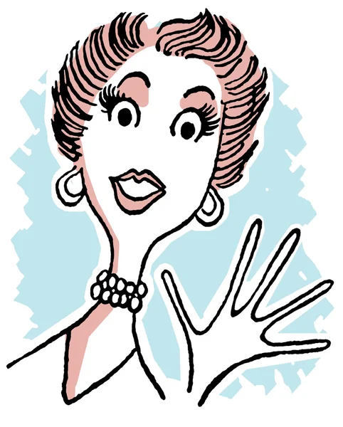 A vintage cartoon style image of a surprised lady — Stock Photo, Image
