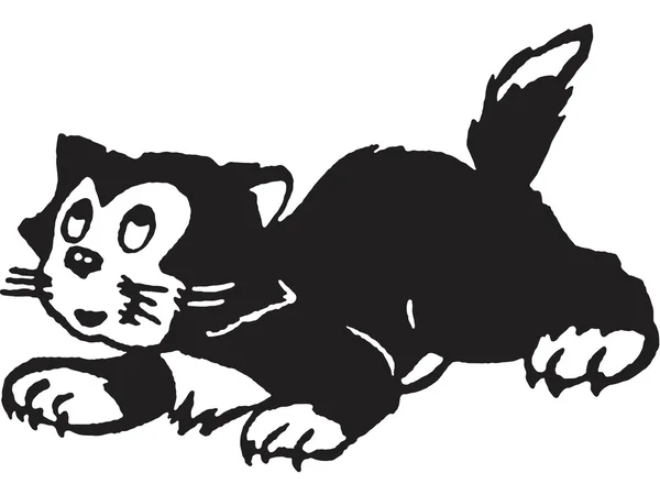 En svartvit version av en retro katt — Stockfoto
