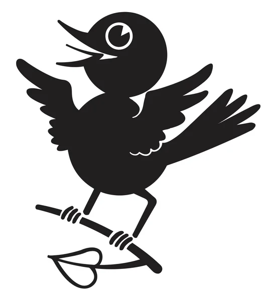 Wersję biało-czarny niebieski ptak na gałęzi — Zdjęcie stockowe