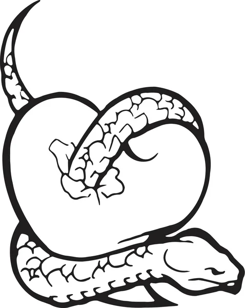 En svartvit version av ett hjärta med en orm som lindade runt det — Stockfoto