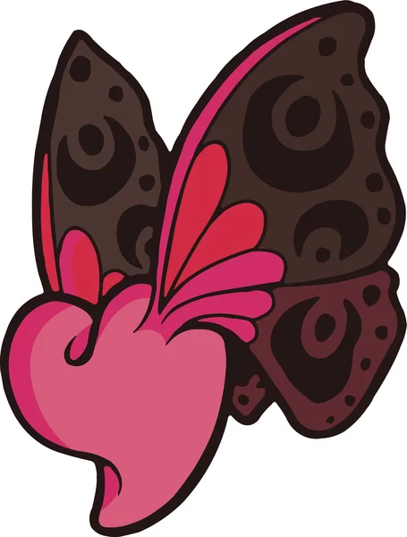 En schablon med ett hjärta med fjärilsvingar — Stockfoto