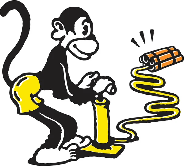 猴子点燃炸药 — 图库照片