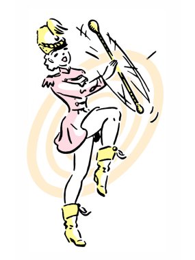 A portrait of a girl performing baton twirling clipart