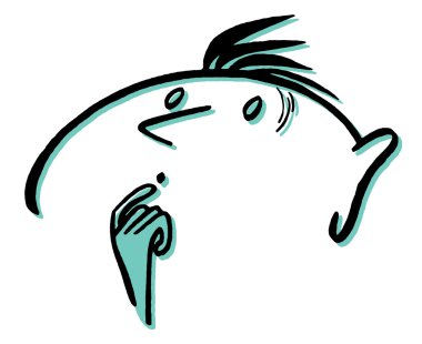 A cartoon style line drawing of a surprised looking man clipart