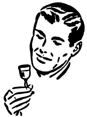 A black and white version of a vintage print clipart