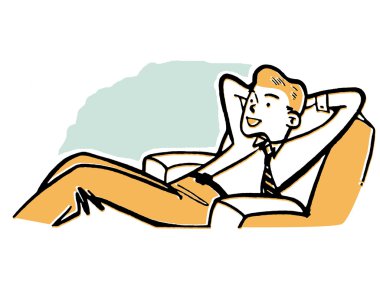A businessman relaxing in a lounge chair clipart