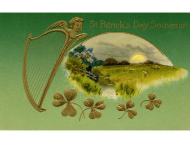 A vintage St. Patrick's Day Souvenir card clipart