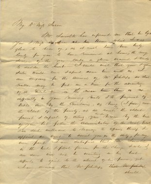 Old letter from mid-19th century